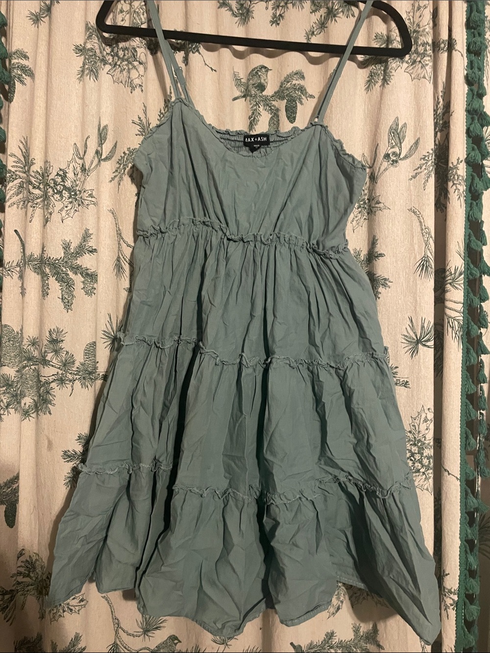 Max & Ash Sage Tiered Spaghetti-Strap Mini Dress